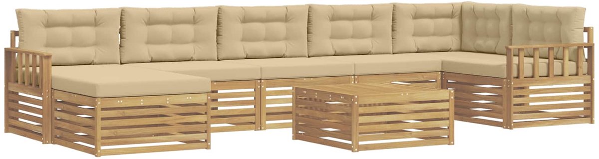 vidaXL Buiten - bank - set - 8 - st - 7-zits - Wit - en - Beige Wit en Beige
