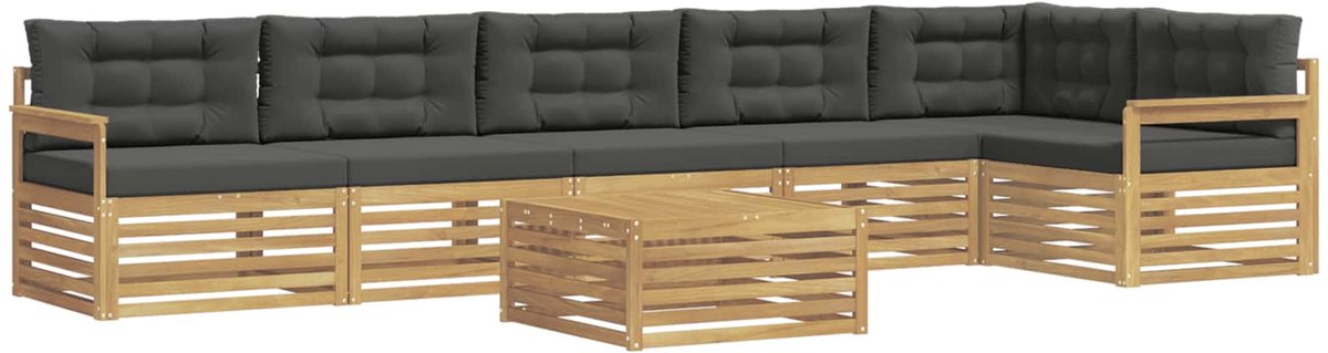 vidaXL Buiten - bank - set - 7 - st - 6-zits - Wit - en - antracietkleurig Wit en antracietkleurig