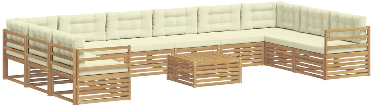 vidaXL Sofa-Sets - 11 - st - 10-zits - White - and - Cream - Polyester Wit en crème