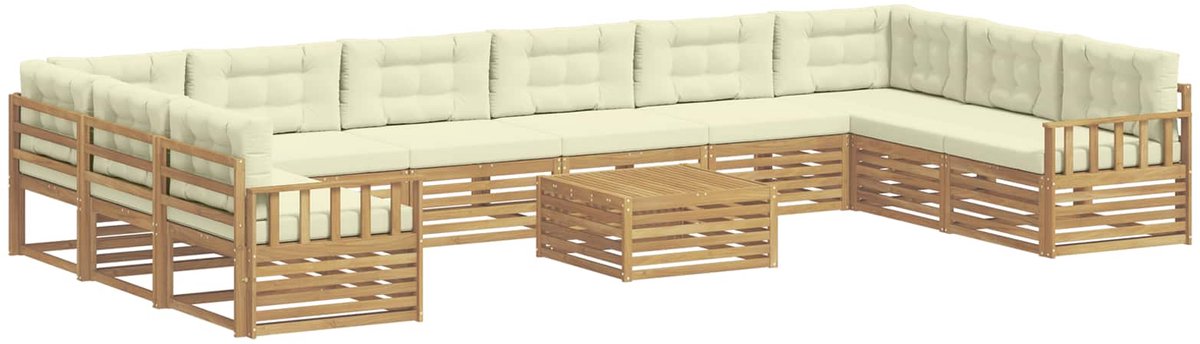 vidaXL Sofa-Sets - 11 - st - 10-zits - White - and - Cream - Polyester Wit en crème
