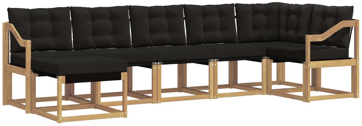 vidaXL Buiten - bank - set - 7 - st - 7-zits - Wit - en - zwart Wit en zwart