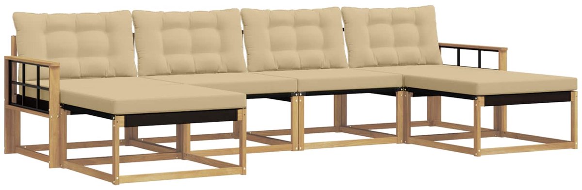 vidaXL Buiten - bank - set - 6 - st - 6-zits - Wit - en - Beige Wit en Beige