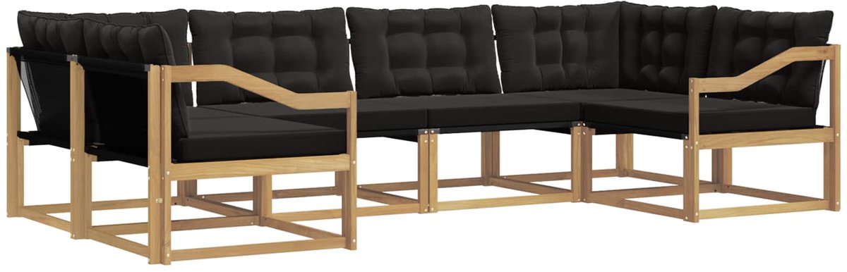 vidaXL Buiten - bank - set - 6 - st - 6-zits - Wit - en - zwart Wit en zwart