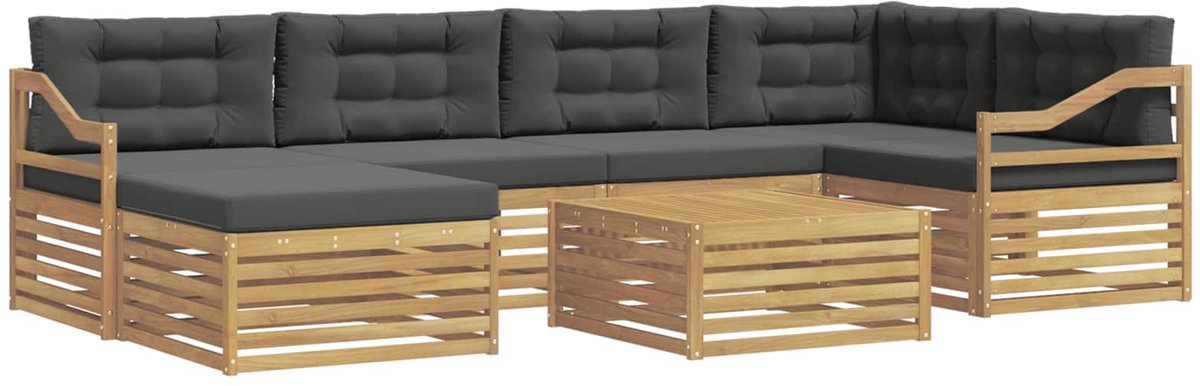 vidaXL Buiten - bank - set - 7 - st - 6-zits - Wit - en - antracietkleurig Wit en antracietkleurig
