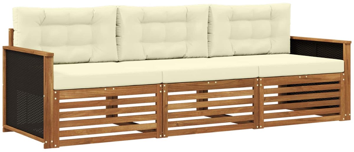 vidaXL Buiten - bank - set - 3 - st - Natuurlijk - en - Crème - Polyester Natuurlijk en crème