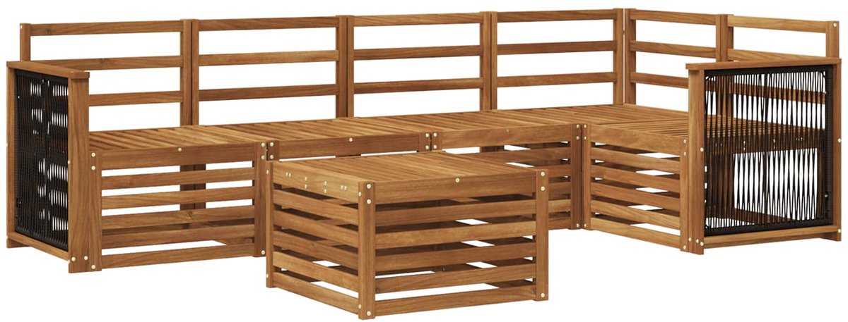 vidaXL Buiten - bank - set - 6 - st - 5-zits - Naturel - Massief - Acacia - Hout