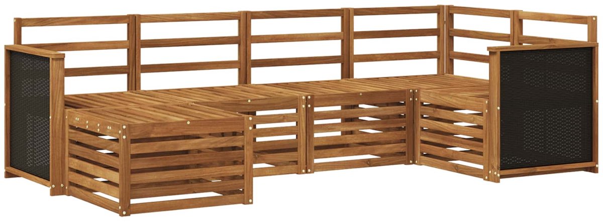 vidaXL Buiten - bank - set - 6 - st - 5-zits - Naturel - Massief - Acacia - Hout