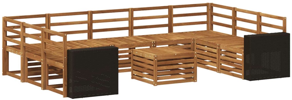 vidaXL Buiten - bank - set - 10 - st - 9-zits - Naturel - Massief - Acacia - Hout