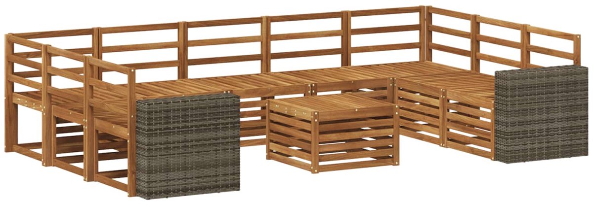 vidaXL Buiten - bank - set - 10 - st - 9-zits - Naturel - Massief - Acacia - Hout