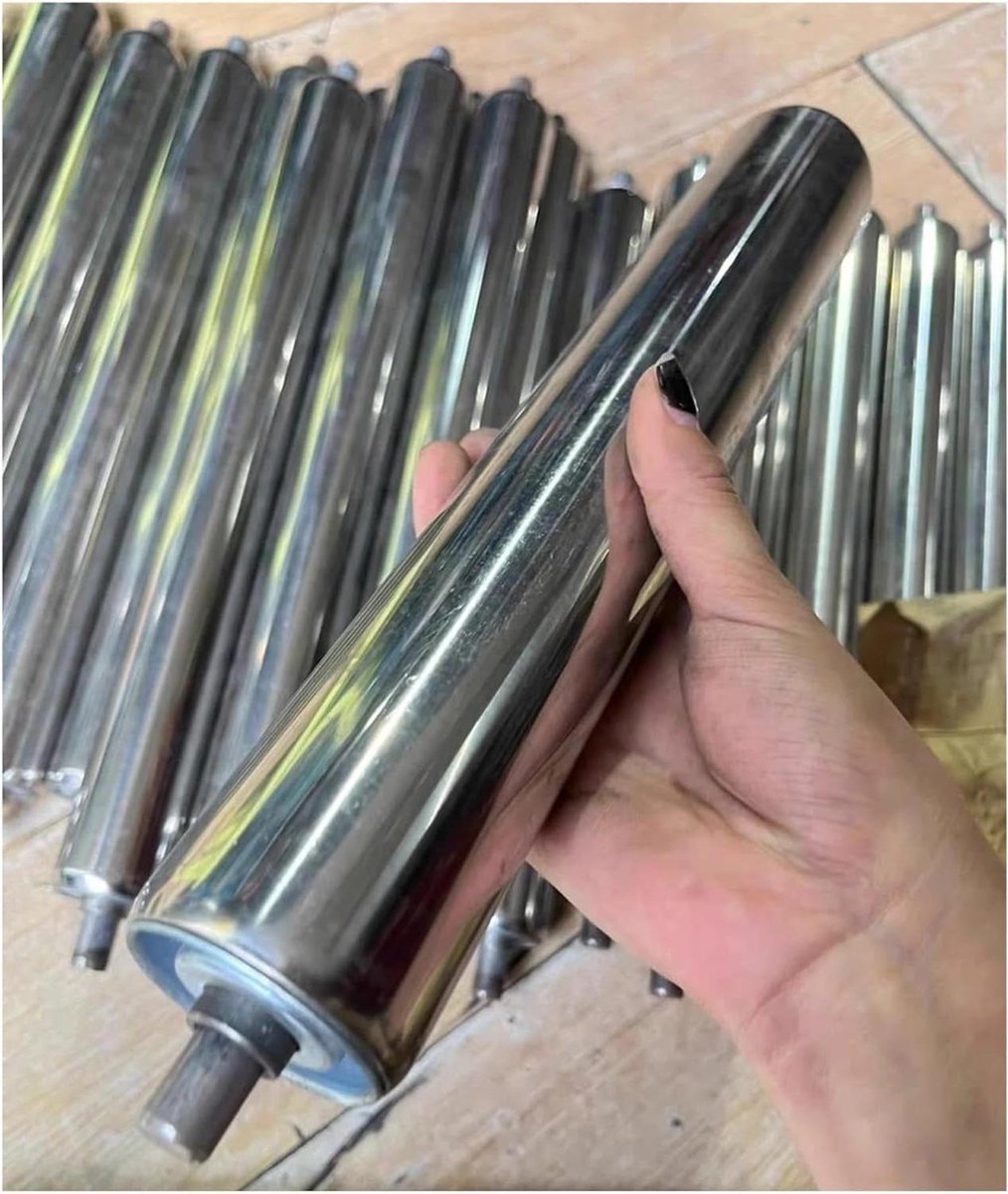 Transportrol RVS - Wiel rolband - Ondersteunen van transportbanden - Afneembare as met veer - 61-100 cm - Zilver