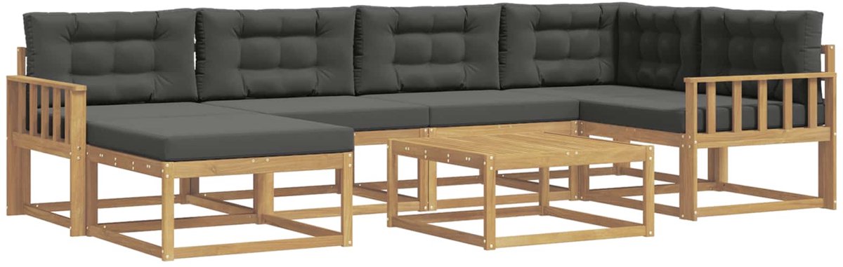 vidaXL Buiten - bank - set - 7 - st - 6-zits - Wit - en - antracietkleurig Wit en antracietkleurig