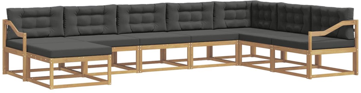 vidaXL Buiten - bank - set - 8 - st - 8-zits - Wit - en - antracietkleurig Wit en antracietkleurig