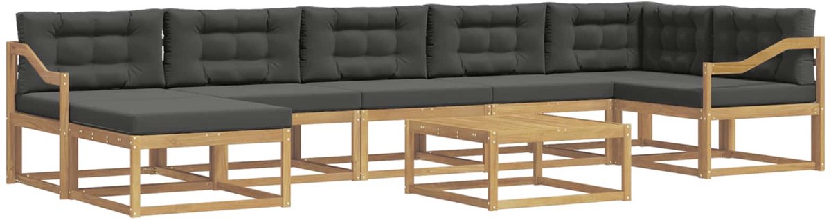 vidaXL Buiten - bank - set - 8 - st - 7-zits - Wit - en - antracietkleurig Wit en antracietkleurig
