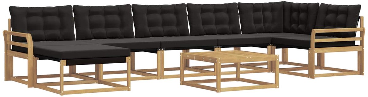 vidaXL Buiten - bank - set - 8 - st - 7-zits - Wit - en - zwart Wit en zwart