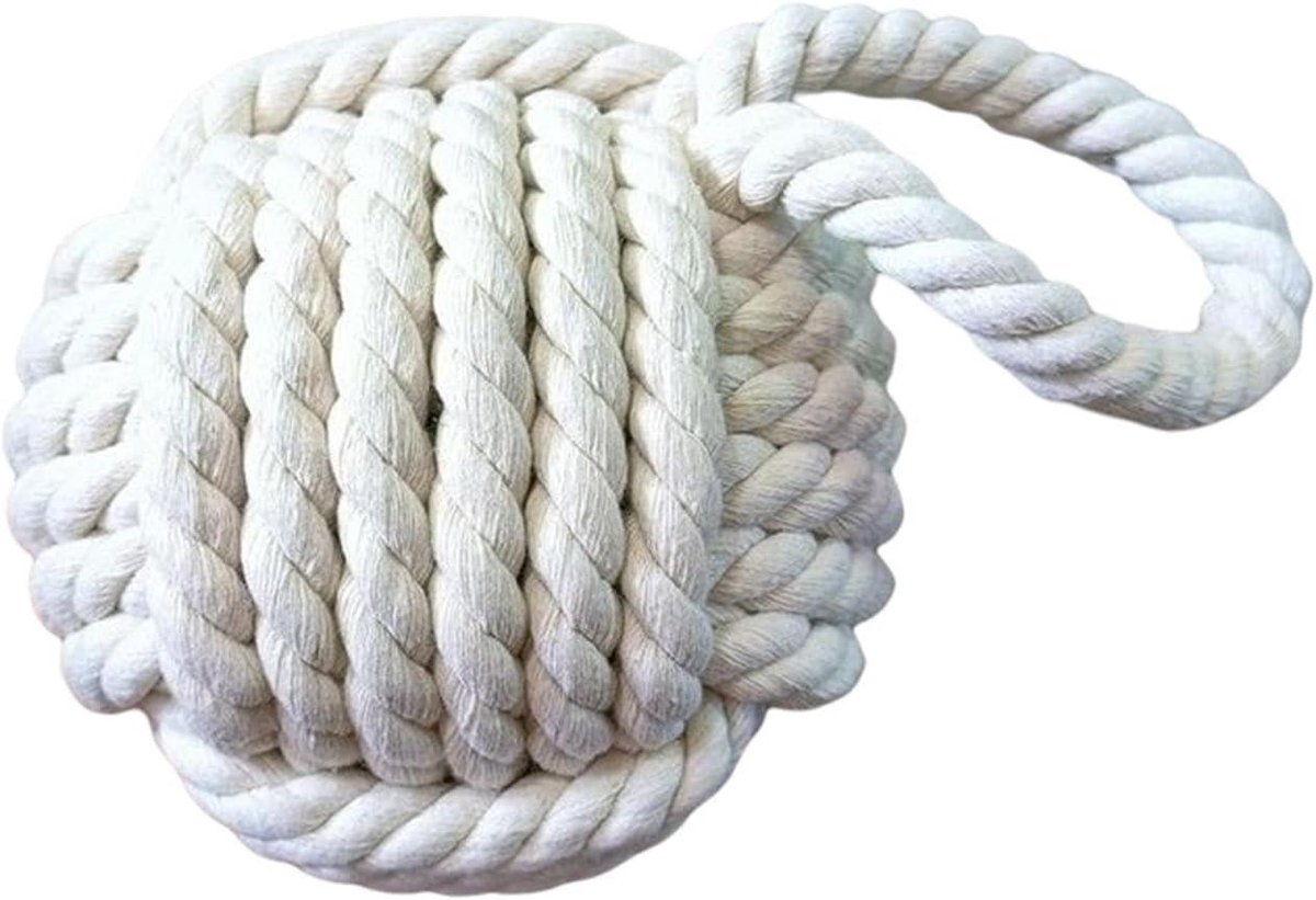 Deurstopper Touwknoop - Touwstopper Deur - Thuisgebruik Klaslokaal - Verzwaarde Handgreep - 20 x 20 x 3 cm - Grijs