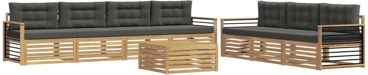 vidaXL Buiten - bank - set - 8 - st - 7-zits - Wit - en - antracietkleurig - Polyester Wit en antracietkleurig