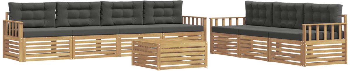 vidaXL Buiten - bank - set - 8 - st - 7-zits - Wit - en - antracietkleurig - Polyester Wit en antracietkleurig