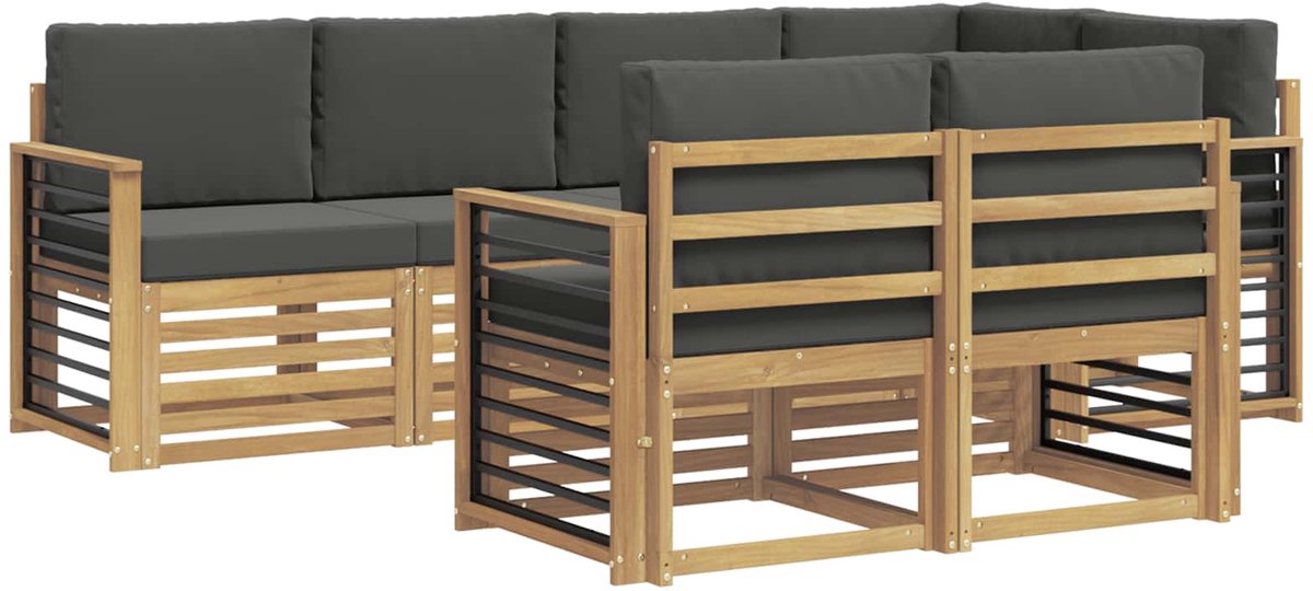 vidaXL Buiten - bank - set - 7 - st - 7-zits - Wit - en - antracietkleurig - Polyester Wit en antracietkleurig