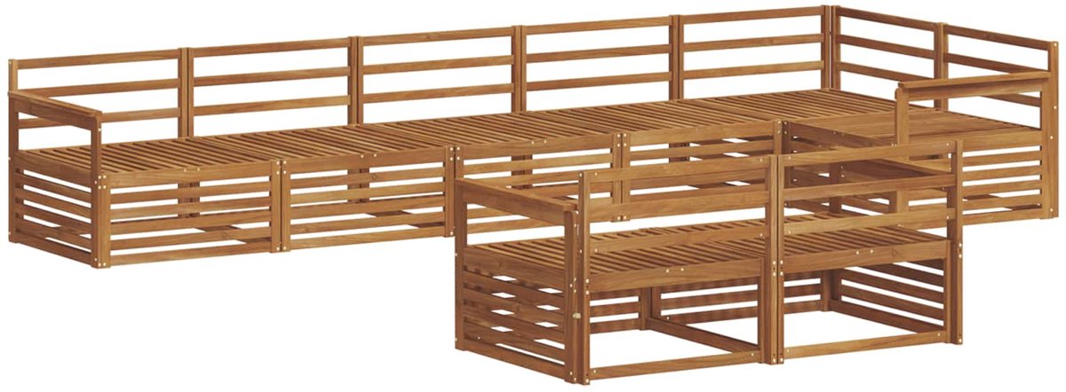 vidaXL Buiten - bank - set - 8 - st - 8-zits - Naturel - Massief - Acacia - Hout