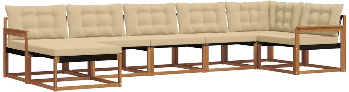 vidaXL Buiten - bank - set - 7 - st - 7-zits - Natuurlijk - en - Beige Natuurlijk en Beige