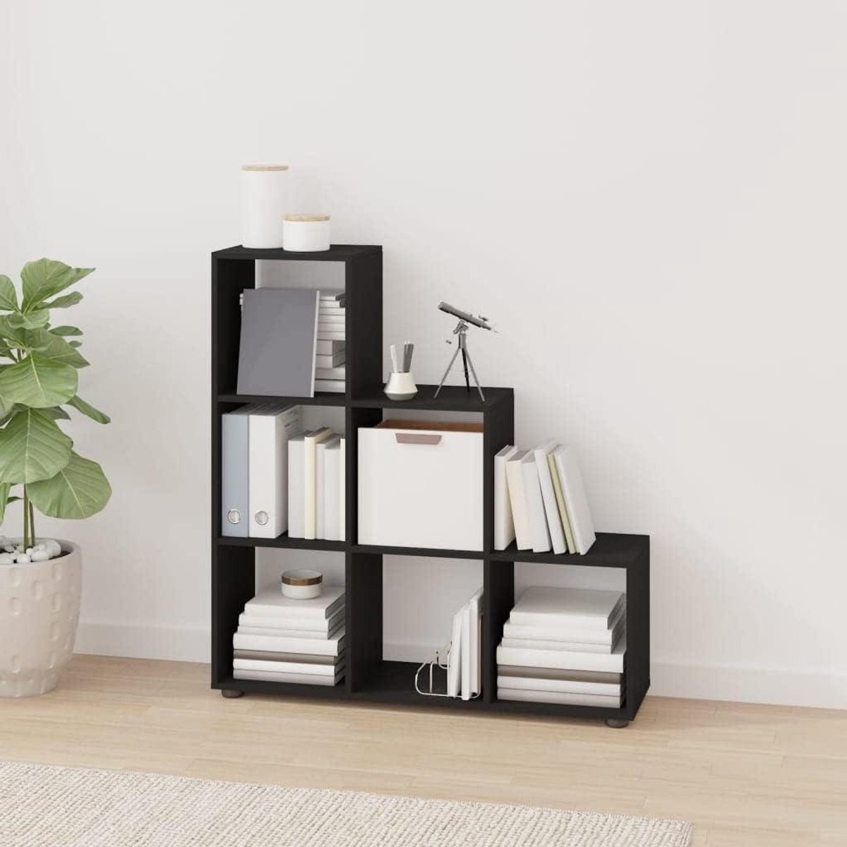 Boekenkast met Ladder - Opbergrek Hout - Boeken Organiseren - Meerlaags Hout Design - 107