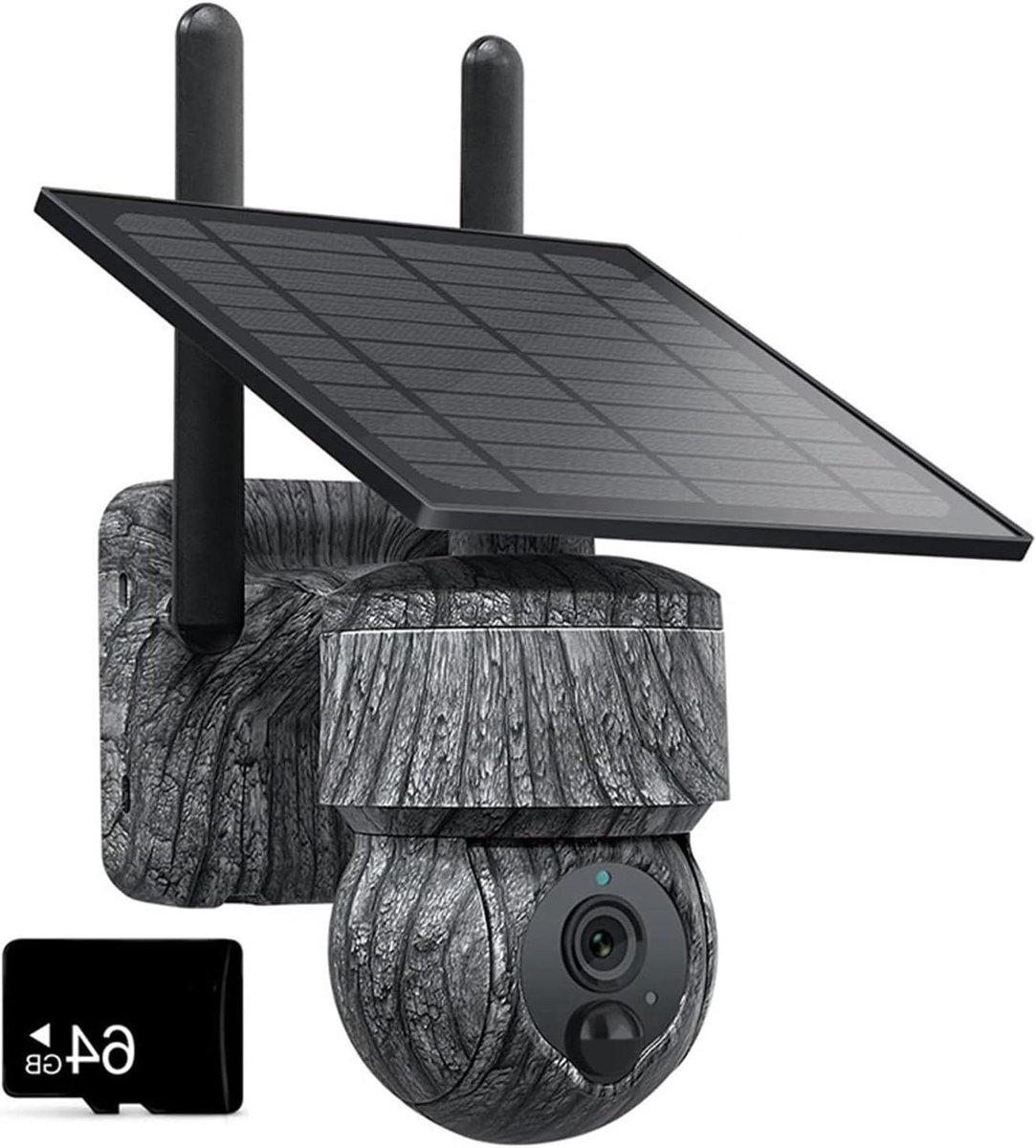 Wildcamera met Solar - Trail Camera 4G - Natuurlijk Gedrag Observeren - PTZ Rotatie Bediening - 10x10x10 mm - Zwart