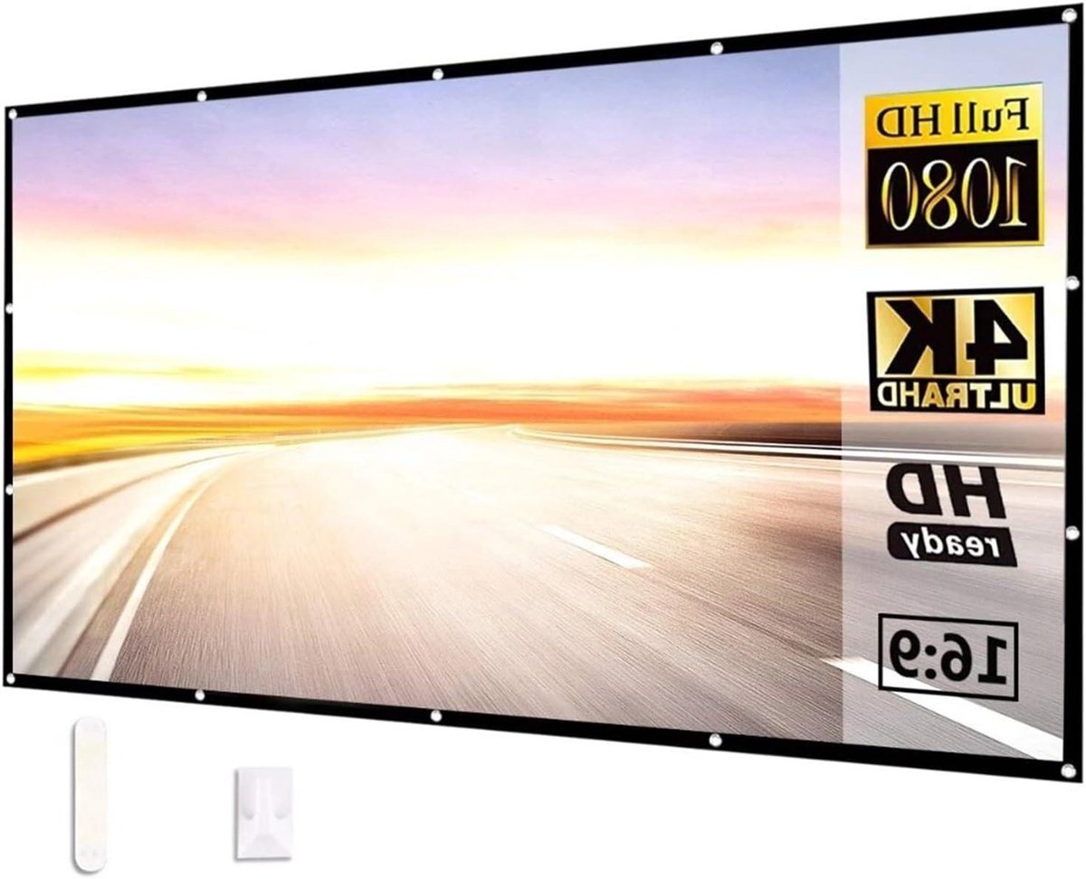Projectiescherm - Draagbaar Scherm - Thuisbioscoop Creëren - Opvouwbaar Ontwerp - 100 inch - Wit