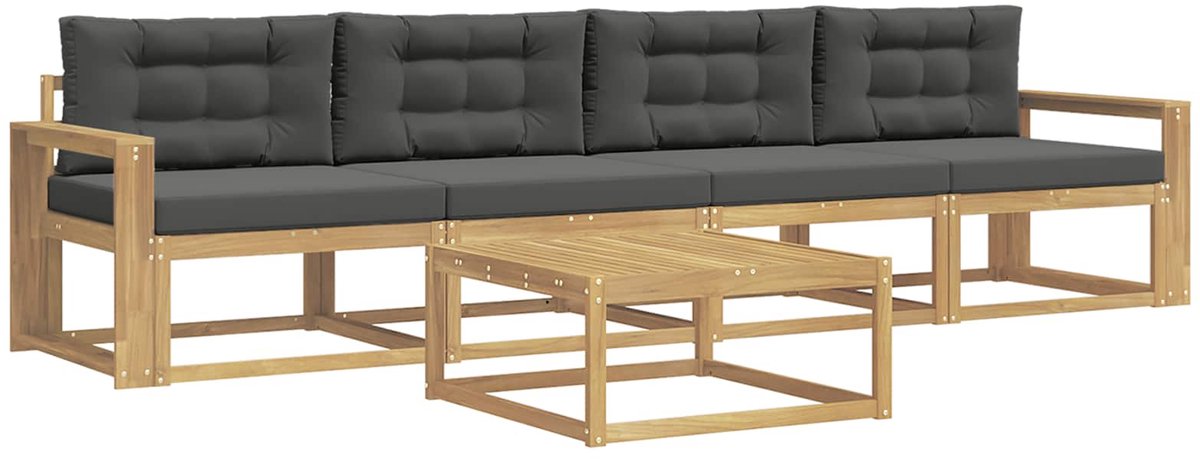 vidaXL Buiten - bank - set - 4 - st - 4-zits - Wit - en - antracietkleurig Wit en antracietkleurig