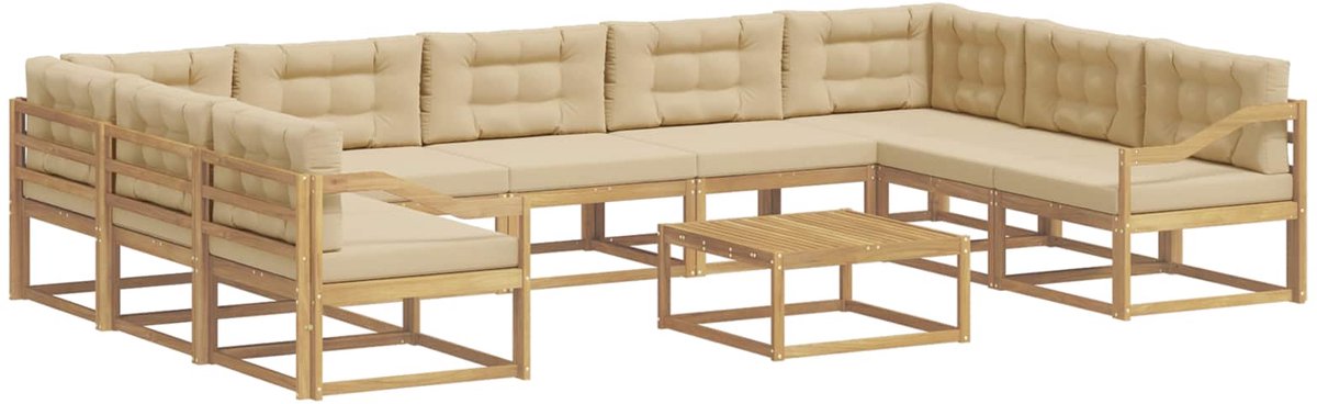 vidaXL Buiten - bank - set - 10 - st - 9-zits - Wit - en - Beige Wit en Beige