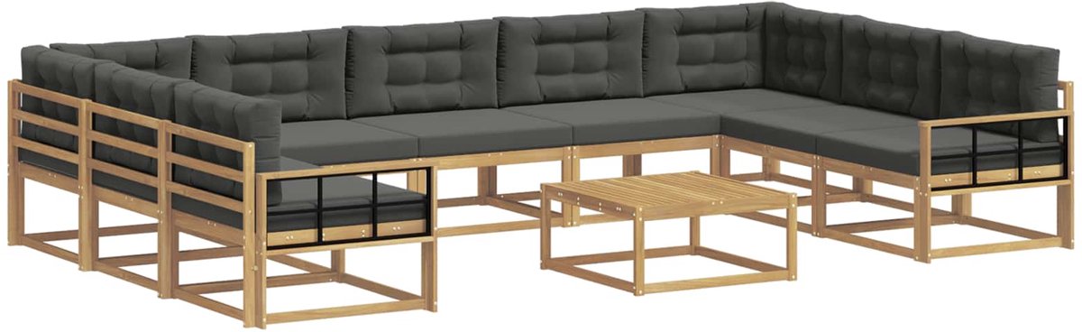 vidaXL Buiten - bank - set - 10 - st - 9-zits - Wit - en - antracietkleurig Wit en antracietkleurig