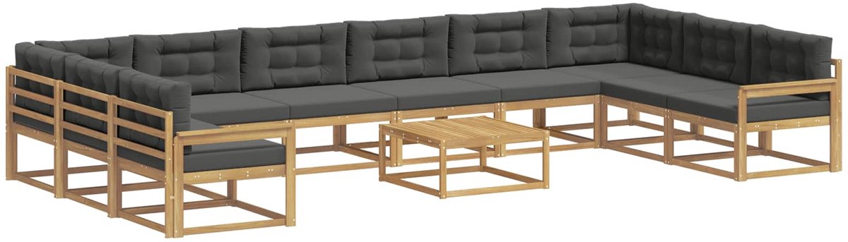 vidaXL Buiten - bank - set - 11 - st - 10-zits - Wit - en - antracietkleurig Wit en antracietkleurig