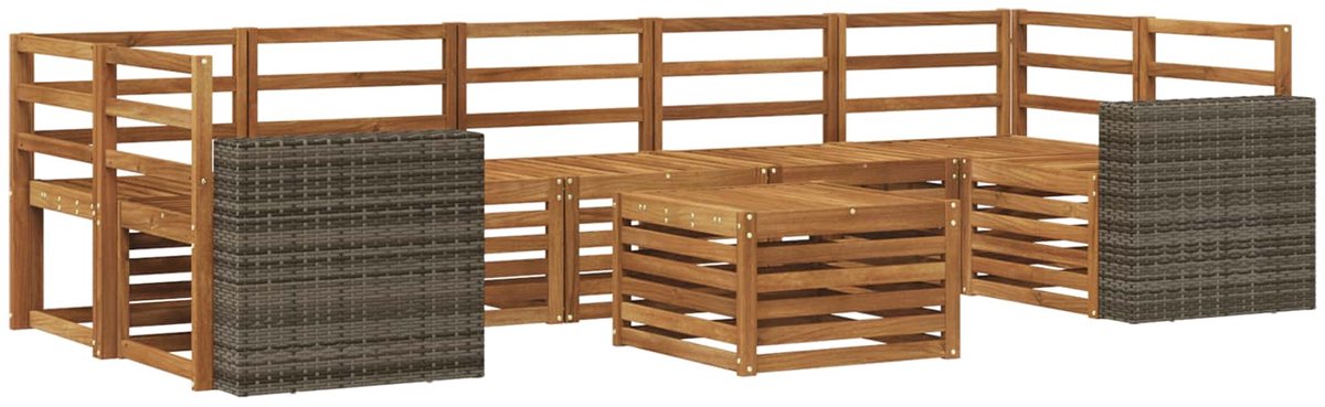 vidaXL Buiten - bank - set - 8 - st - 7-zits - Naturel - Massief - Acacia - Hout