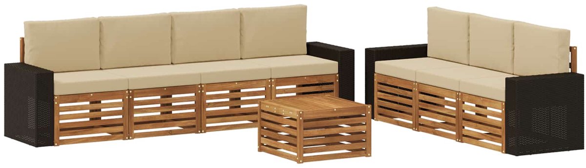vidaXL Buiten - bank - set - 8 - st - 7-zits - Natuurlijk - en - Beige Natuurlijk en Beige