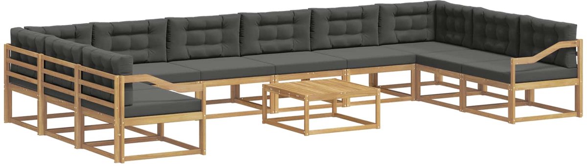 vidaXL Buiten - bank - set - 11 - st - 10-zits - Wit - en - antracietkleurig Wit en antracietkleurig