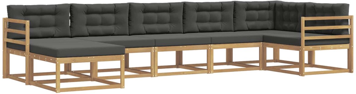 vidaXL Buiten - bank - set - 7 - st - 7-zits - Wit - en - antracietkleurig Wit en antracietkleurig