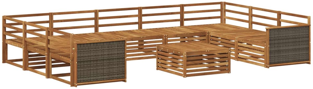 vidaXL Buiten - bank - set - 10 - st - 9-zits - Naturel - Massief - Acacia - Hout