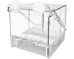 Vogelbad voor Kooi - Badhuis Vogels - Hygiënisch Verzorgen - Panoramisch Zicht - 235 x 215 x 21 cm - Transparant