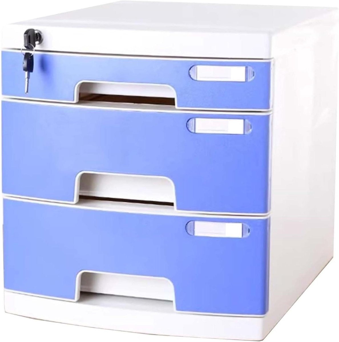 Opbergladekast - Lade organizer - Documenten Organiseren - Met Slot - 3 Lagen - Blauw