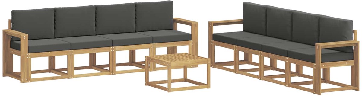 vidaXL Buiten - bank - set - 9 - st - 8-zits - Wit - en - antracietkleurig Wit en antracietkleurig