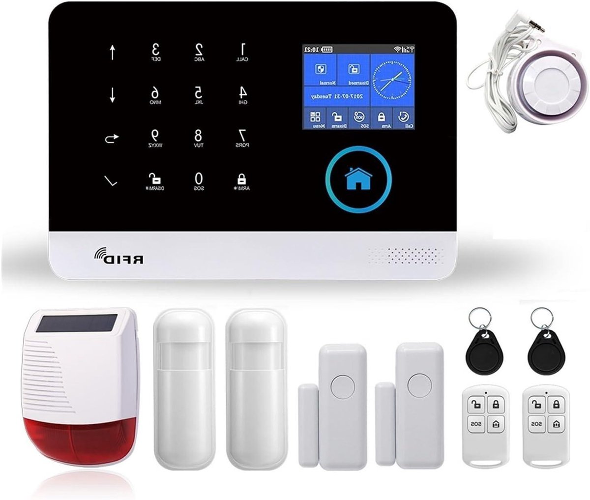 Alarmsysteem Woning - Beveiligingssysteem Huis - Inbraak Voorkomen - Wifi GSM Dual Netwerk - 10x10x10 mm - Wit