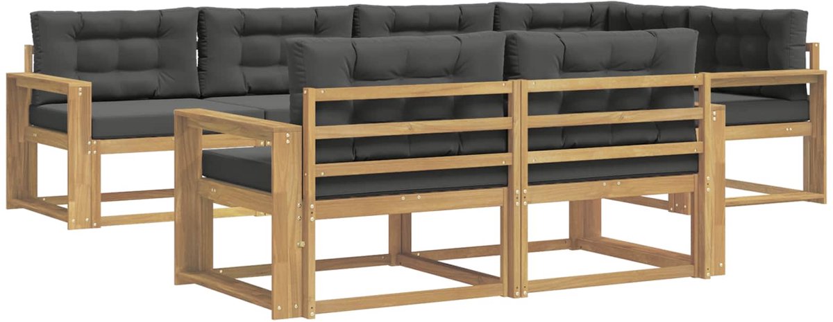 vidaXL Buiten - bank - set - 6 - st - 7-zits - Wit - en - antracietkleurig - Polyester Wit en antracietkleurig