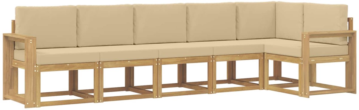 vidaXL Buiten - bank - set - 6 - st - Wit - en - Beige - Polyester Wit en beige