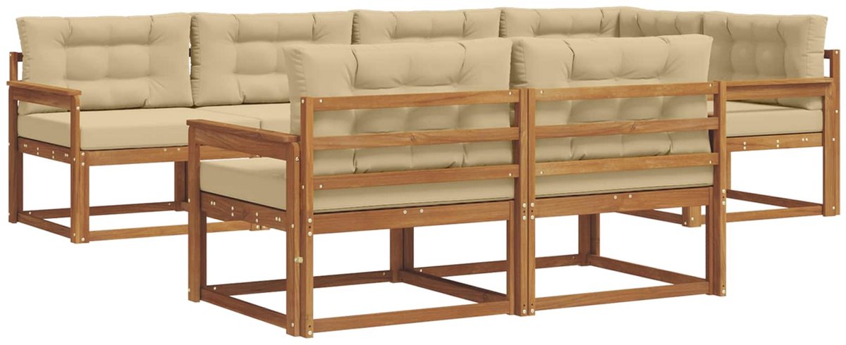 vidaXL Buiten - bank - set - 8 - st - 7-zits - Natuurlijk - en - Beige Natuurlijk en Beige