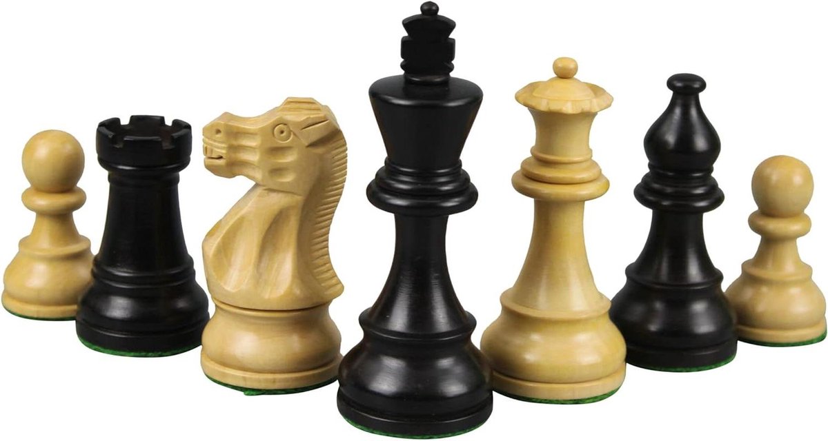 Klassieke Schaakstukken - Staunton Set Houten Schaken - Strategisch Spel - Zwaar Gewogen Vilt - 3.75 Inch - Zwart