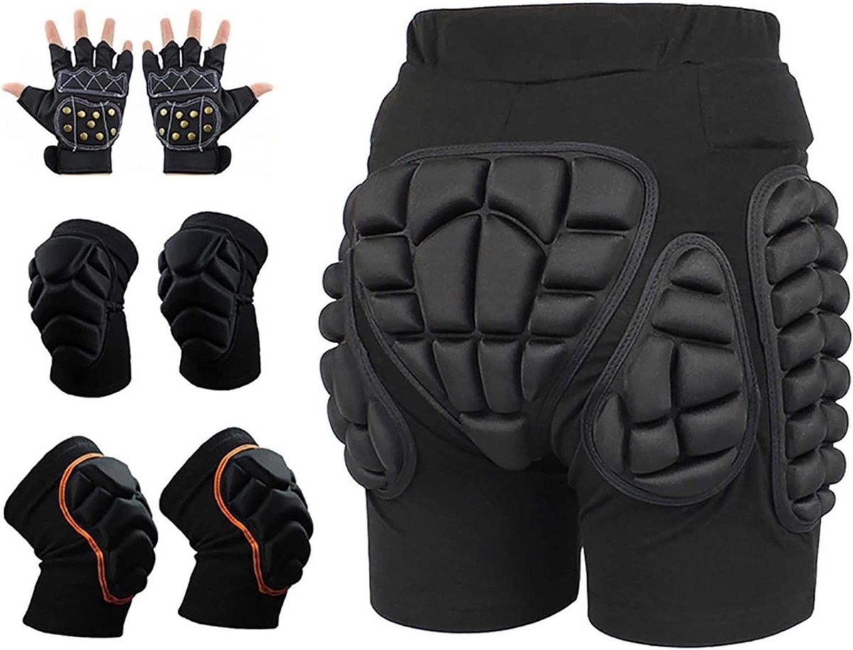 Ski Kniebeschermers - Beschermende Shorts - Winter Sporten - 3D Gewatteerde Bescherming - 500 g - Zwart