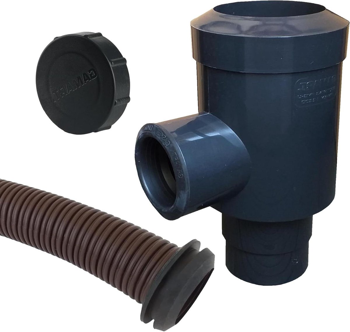 Regenton vulautomaat - Watercollector regenpijp - Regenwater opvangen - Extra grote uitloop - 80/50 mm - Grijs