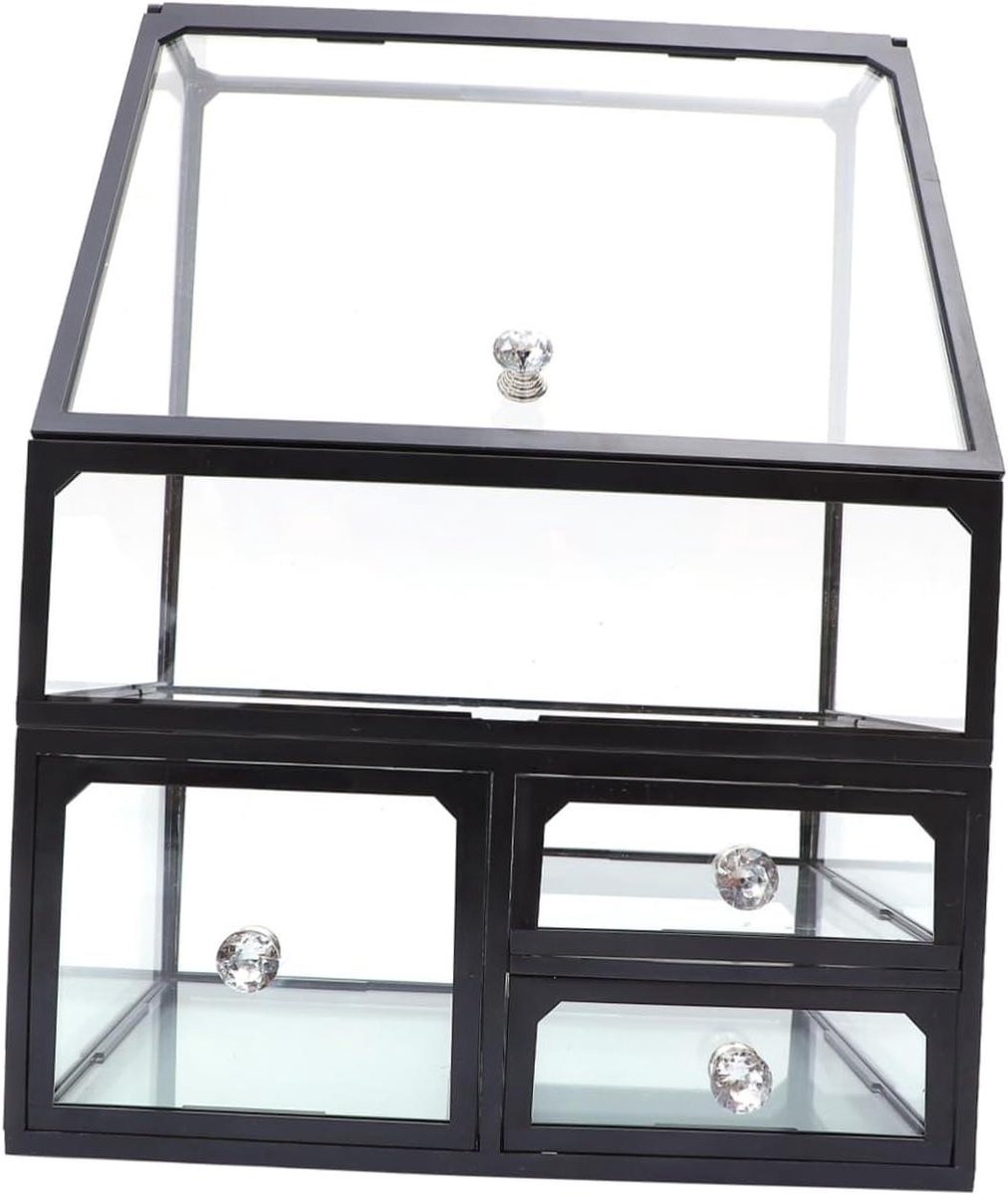 Make-up Organizer - Cosmetica Opberger - Bureau Organiseren - Transparant Materiaal - 25.2 x 18.7 x 35.8 cm - Zwart