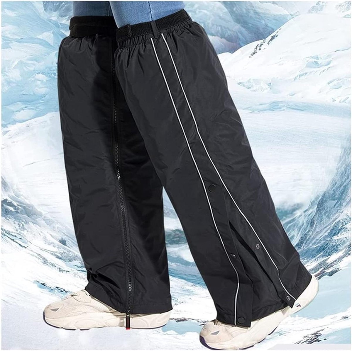 Kniebeschermers - Beenwarmers Legging Cover - Winterse Buitenactiviteiten - Dubbellaags Donsvulling - 60cm Lengte - Zwart