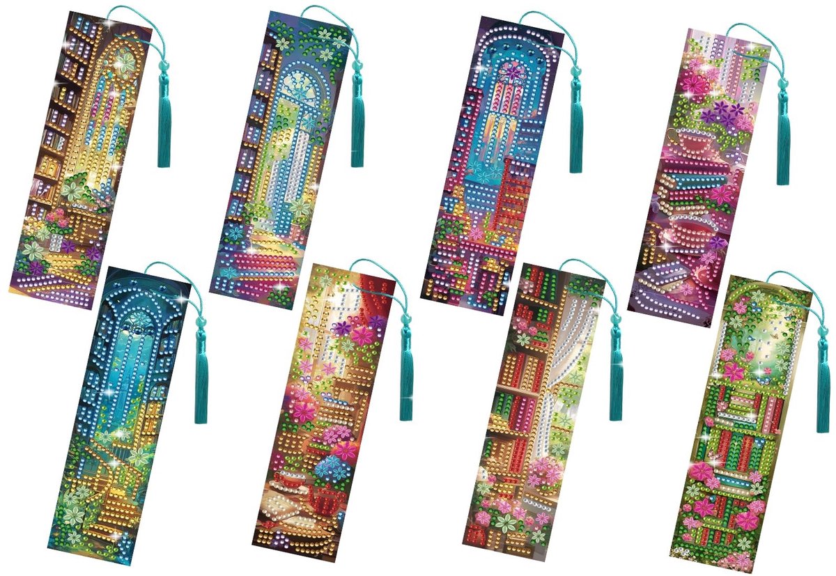 ONF3 - Diamantschilderij Bladwijzers - Creatief DIY Boekenmaker Cadeau - Set van 8 - Bloemenpatroon - Boekaccessoire - Voor boekenliefhebbers - ...