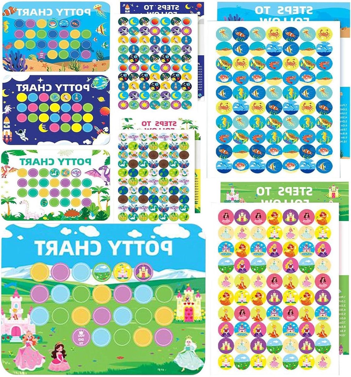 Zindelijkheidstrainingskaart - Potty Training Chart - Gedrag Stimuleren - Herbruikbare Stickers - 4 Stuks - Meerdere Kleuren